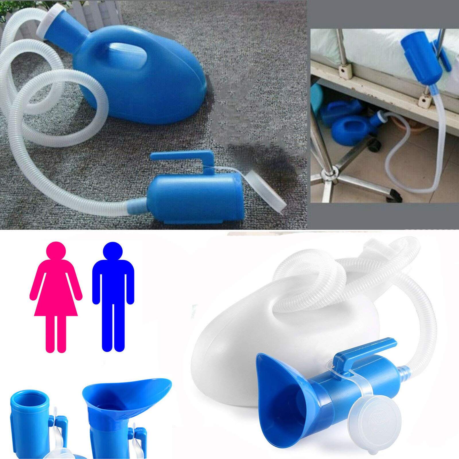 2000ML Men Portable Potty Pee Bottle 130 cm Tube Hospital Male Urinal Collector