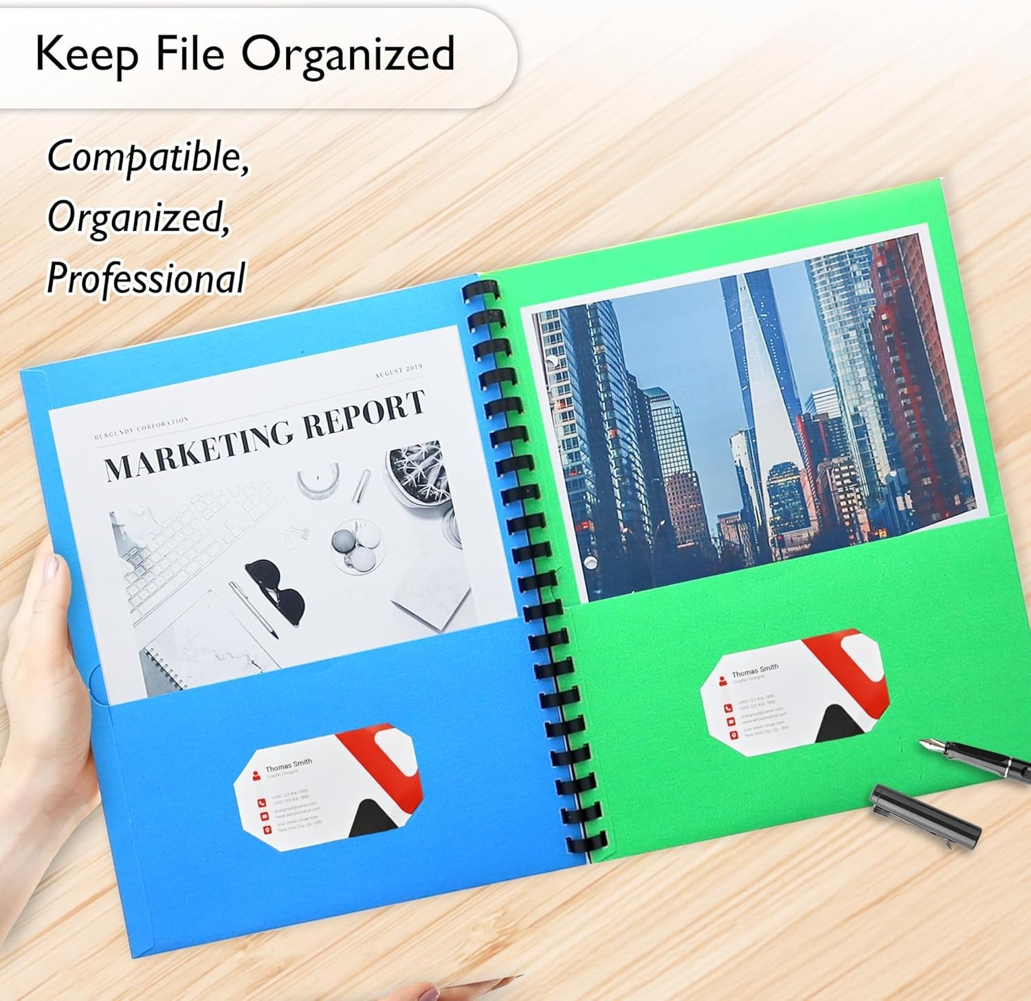 Complete Your Workspace: 12 Assorted 8-Pocket Folders for School & Office Use