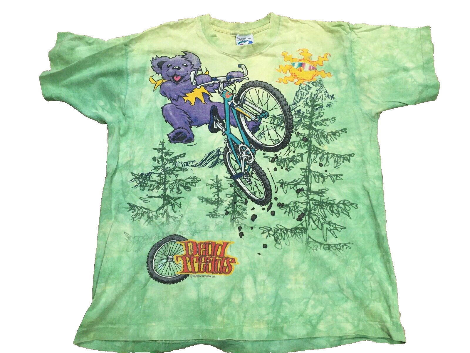 Grateful Dead Shirt T Shirt Vintage 1995 Dead Treads Mountain Bike Tie Dye GD XL