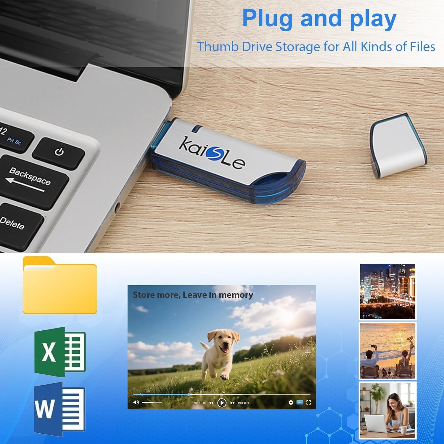 64GB USB Flash Drive, External USB Flash Memory Storage Thumb Drive, Portable...