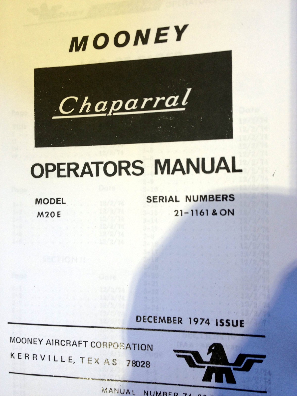Mooney Chaparral Owner's manual M20E