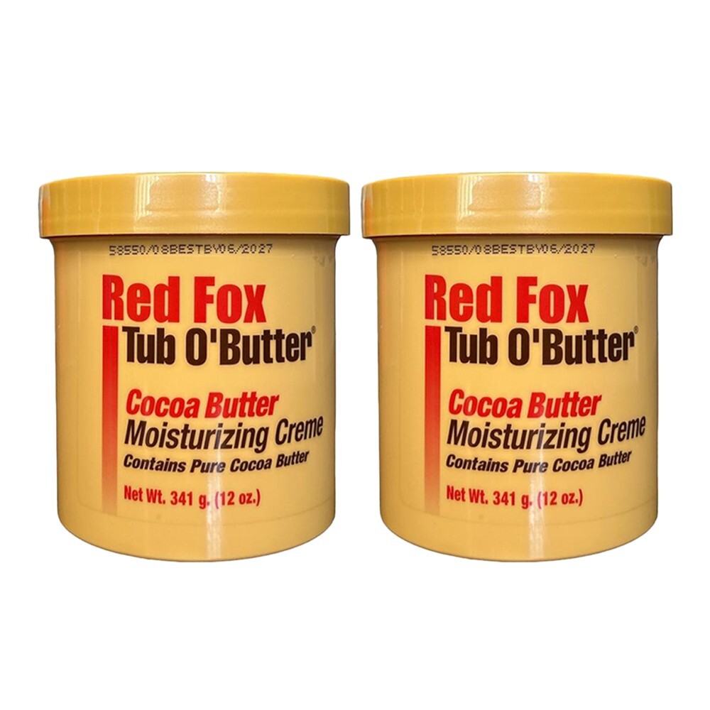 2 PK Red Fox Tub O' Butter Cocoa, Moisturizing Creme 12 oz Each