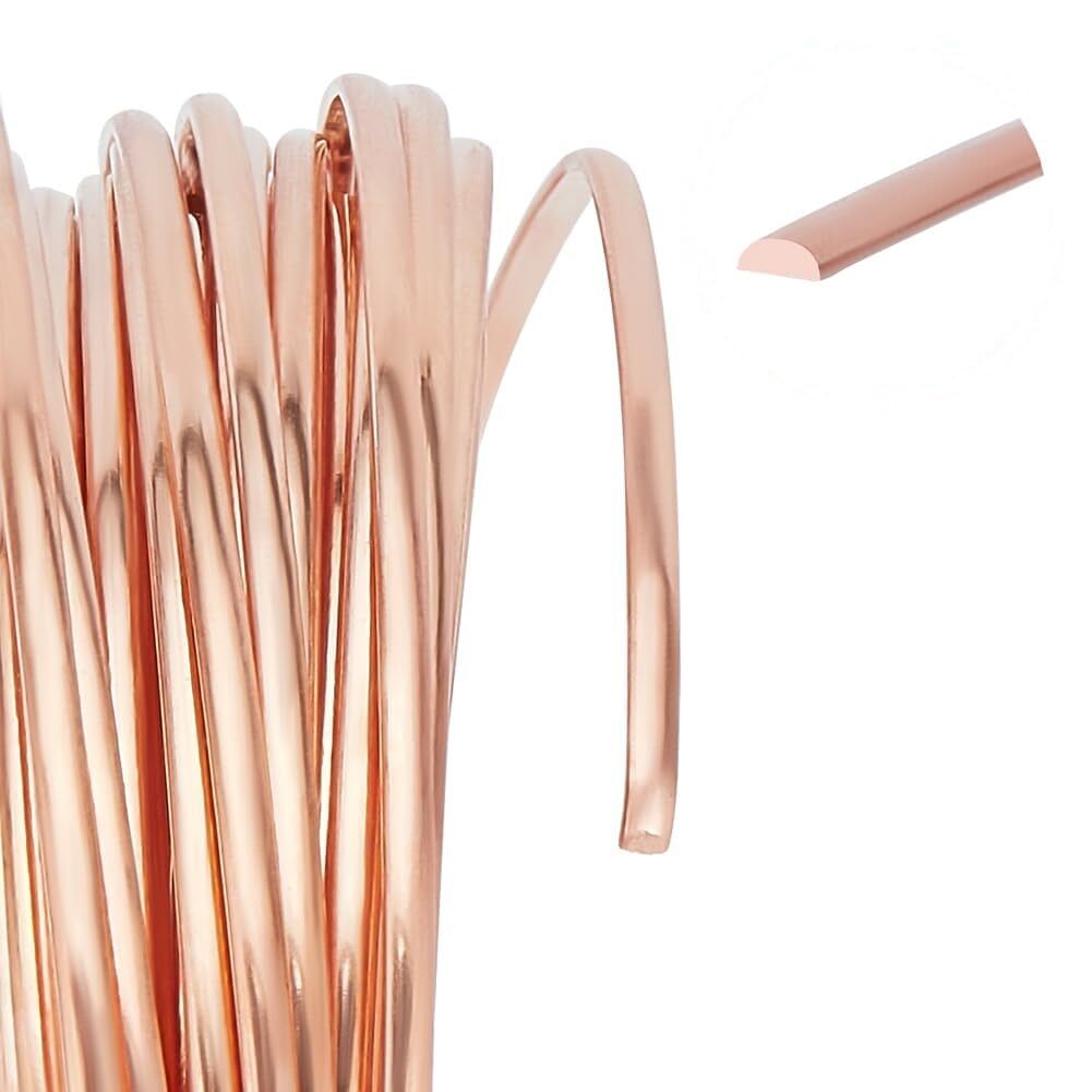 23 Gauge 20 Feet Half Round Copper Wire 0.6mm Wide Bare Copper Beading Wire f...