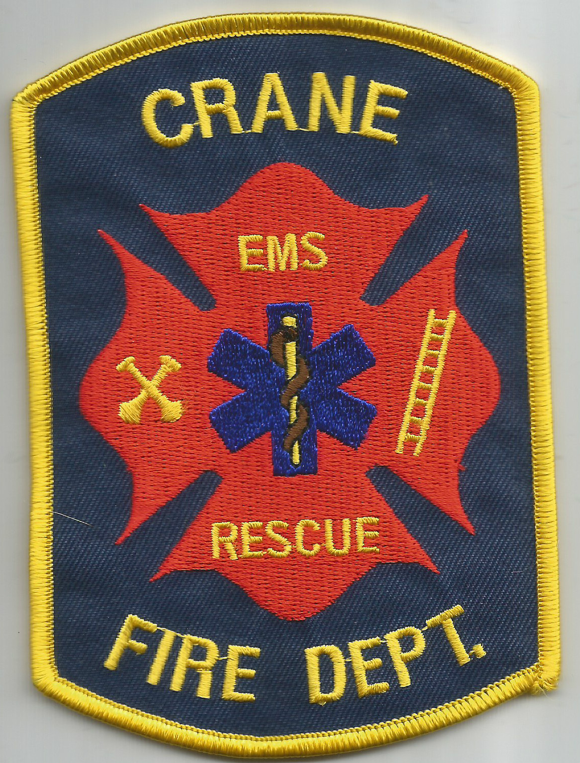 Crane  Fire Dept., Texas  (3.5" x 5" size)  fire patch