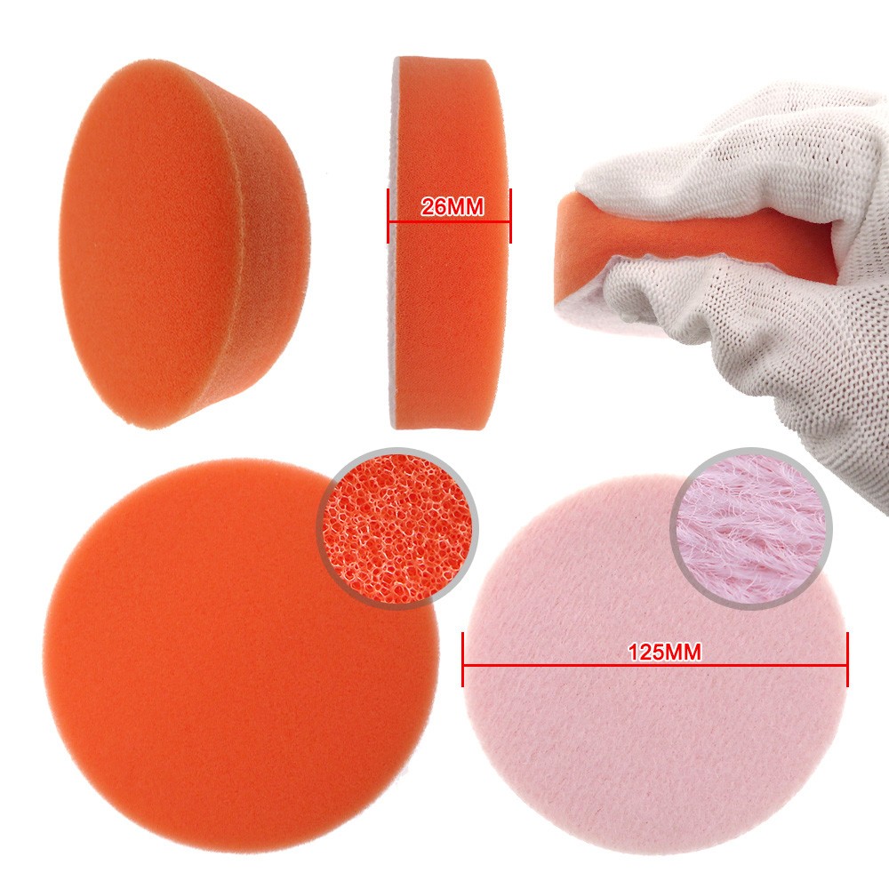 Car Polishing Sponge Pad Buffing Buffer Pads Waxing Hook and Loop Back 25-180mm