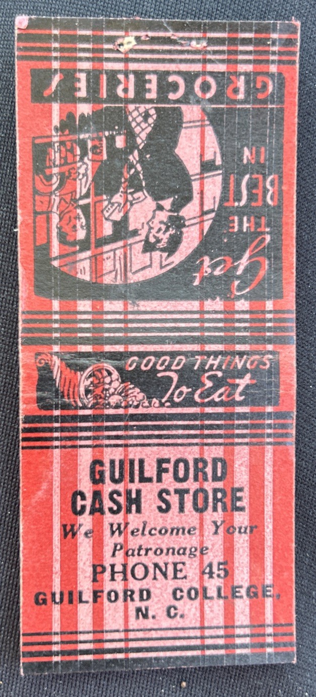 Vintage GUILFORD CASH STORE Matchbook Cover, Guilford College, N.C.