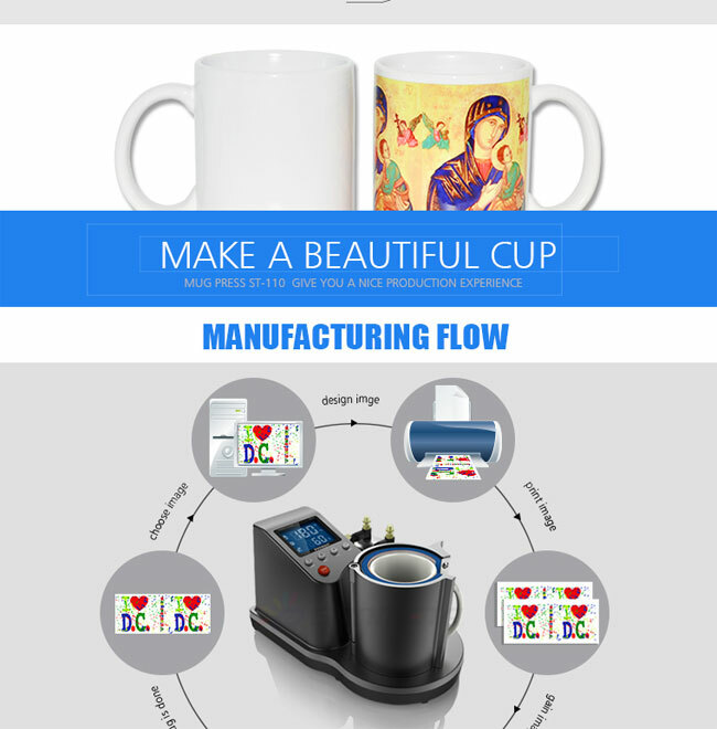 11oz Pneumatic Mug Heat Press Transfer Machine Sublimation Printing US free ship