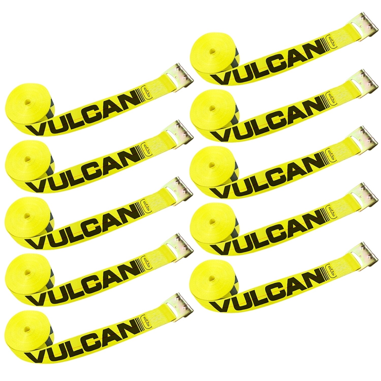 VULCAN Winch Strap - Flat Hook - 3" x 27', 10 Pack - 5000 lbs SWL