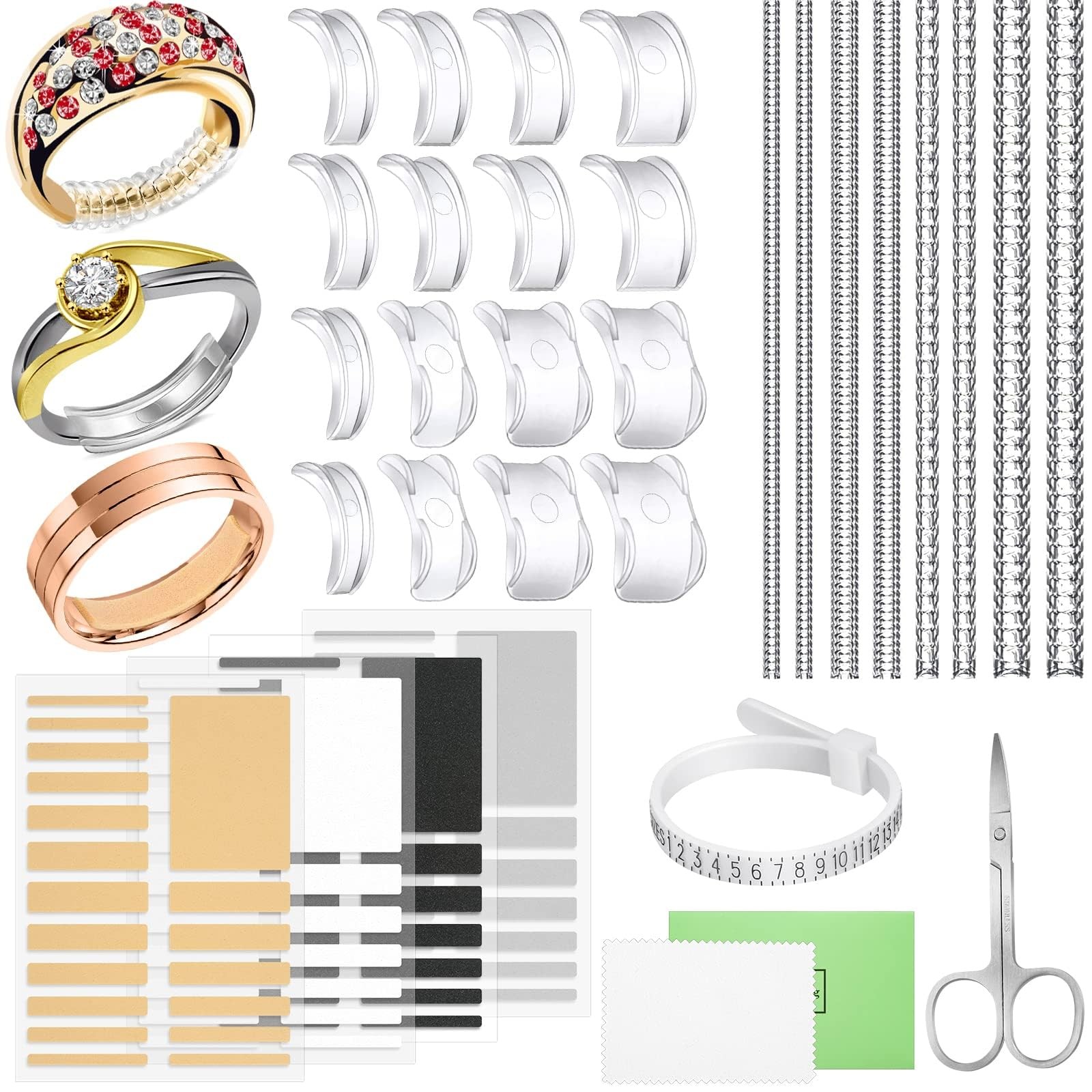 100 Pcs Ring Sizer Adjuster for Loose Rings with 112 Pcs, Transparent