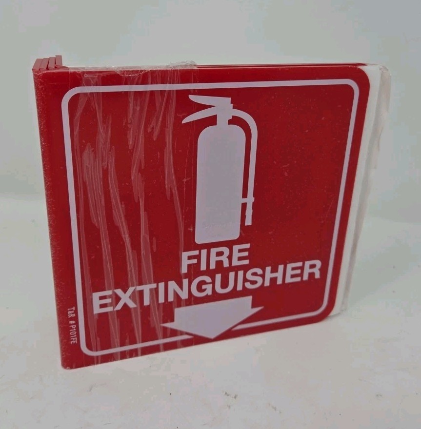 🎯(SET OF 4) 6"x6" RIGID PLASTIC 90* ANGLE FIRE EXTINGUISHER ARROW SIGNS NEW