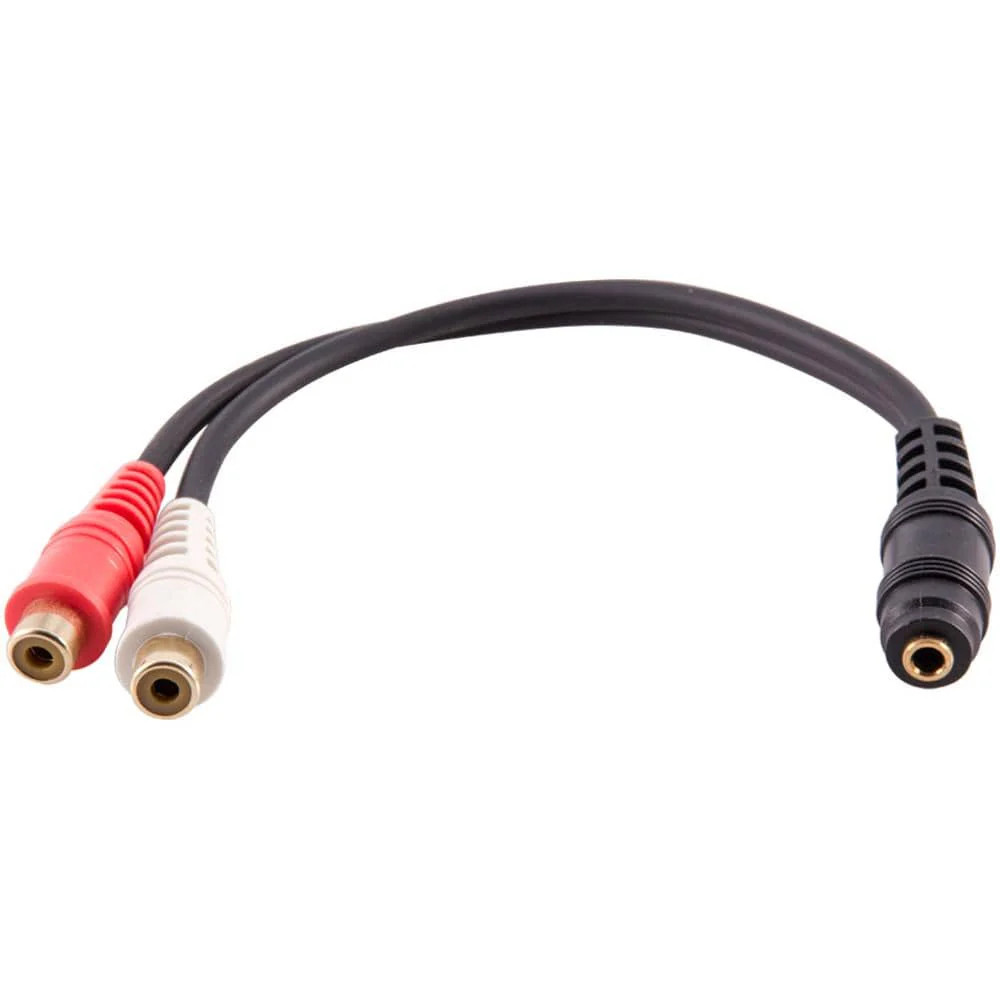 6 Inch 3.5mm Female to Dual RCA Female Stereo Splitter Cable