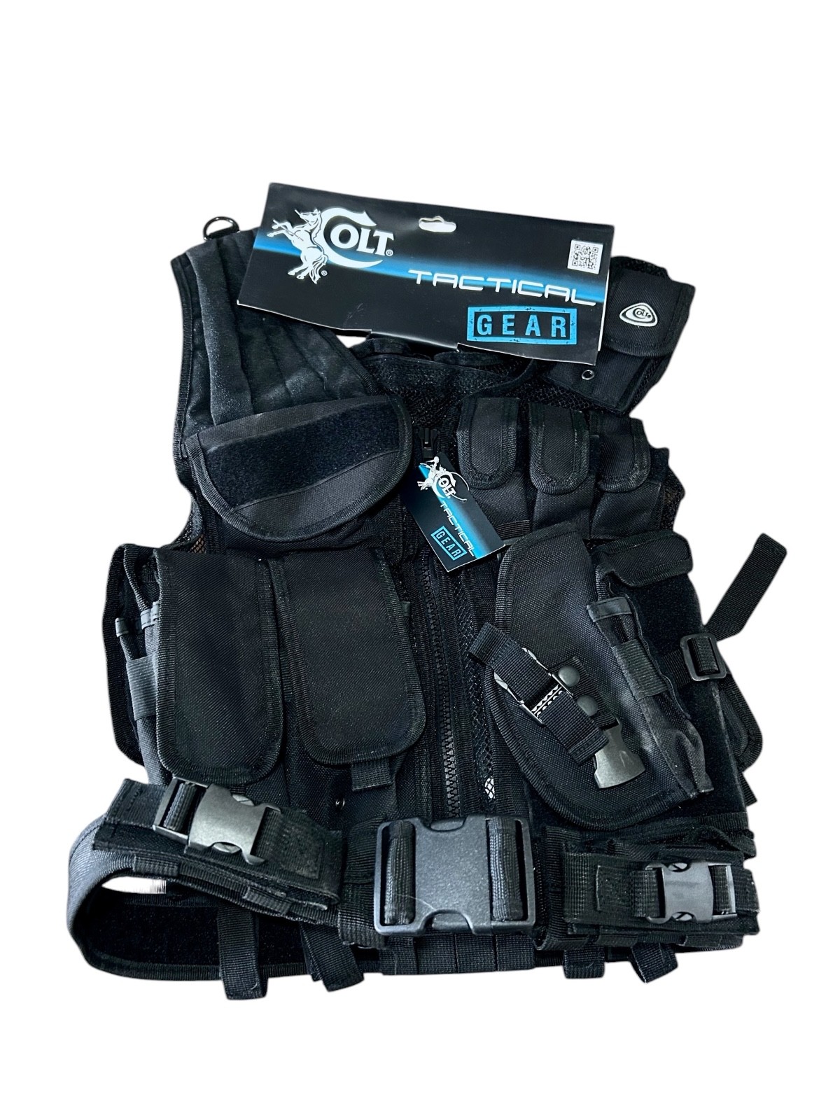 Colt Tactical Gear Cross-Draw Vest Black Adjustable Airsoft Combat Holster NEW