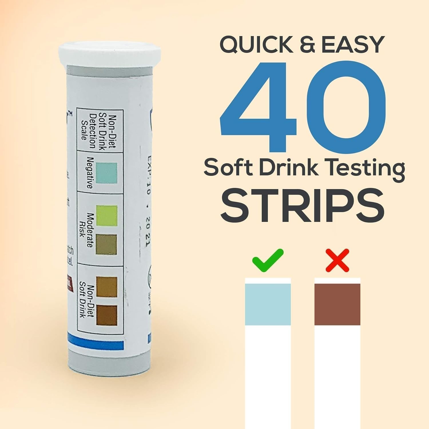 40 Disposable Diet Drink Testing Strips - Assure Sugar-Free Beverages Anywhere