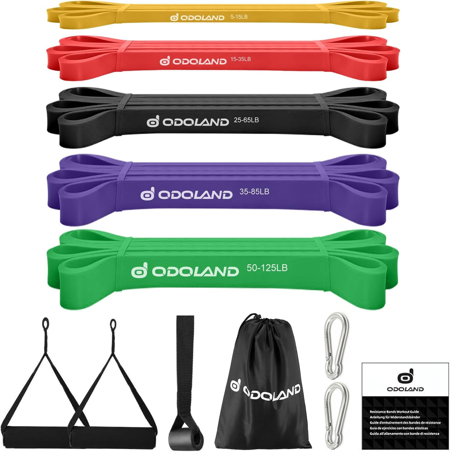 Odoland 5 Packs Pull up Assist Bands, Pull up Straps, Resistance Bands with Door