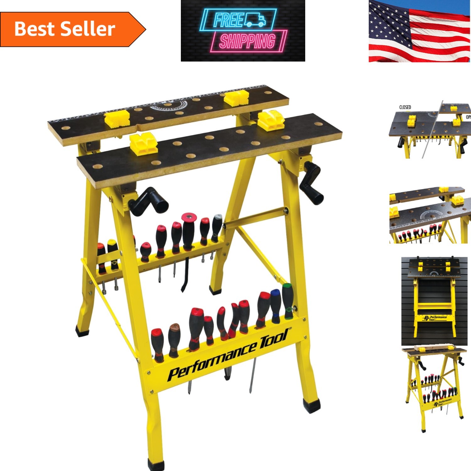 Versatile Yellow Workbench with Clamp System - 200 lbs Capacity for All Shapes