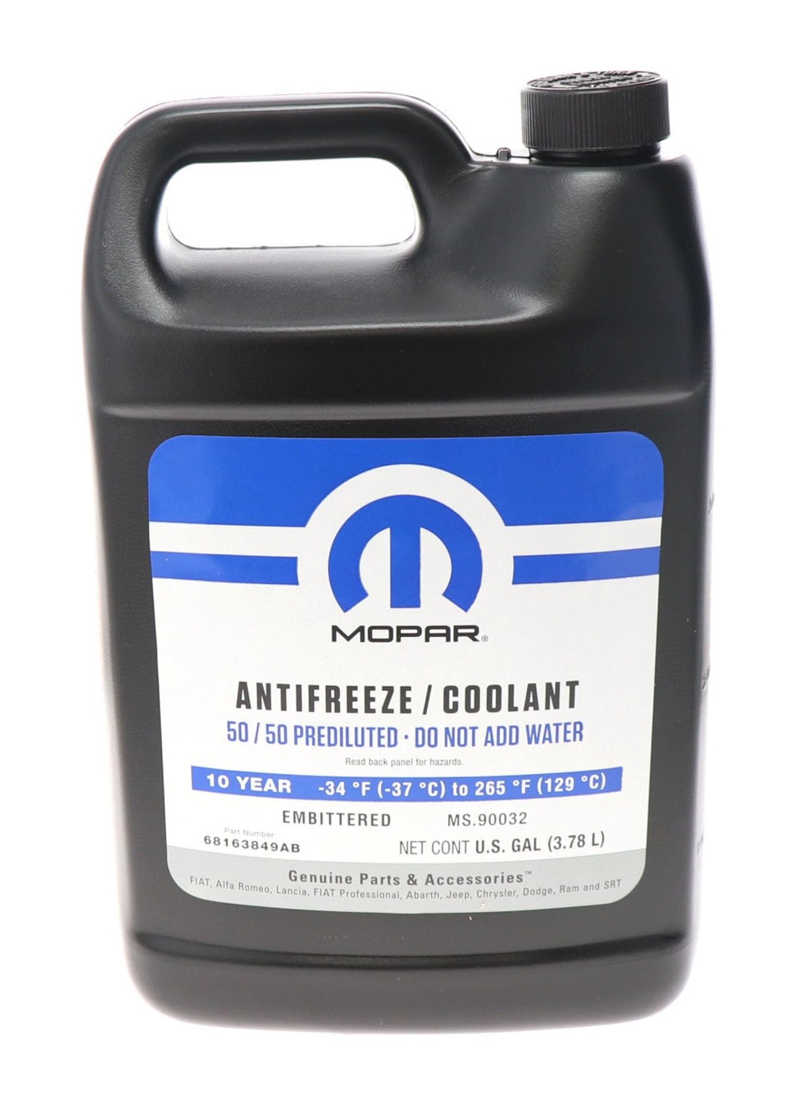 Mopar 68163849AB 10 Year/150,000 Mile Coolant 50/50 Premixed - 1 Gallon