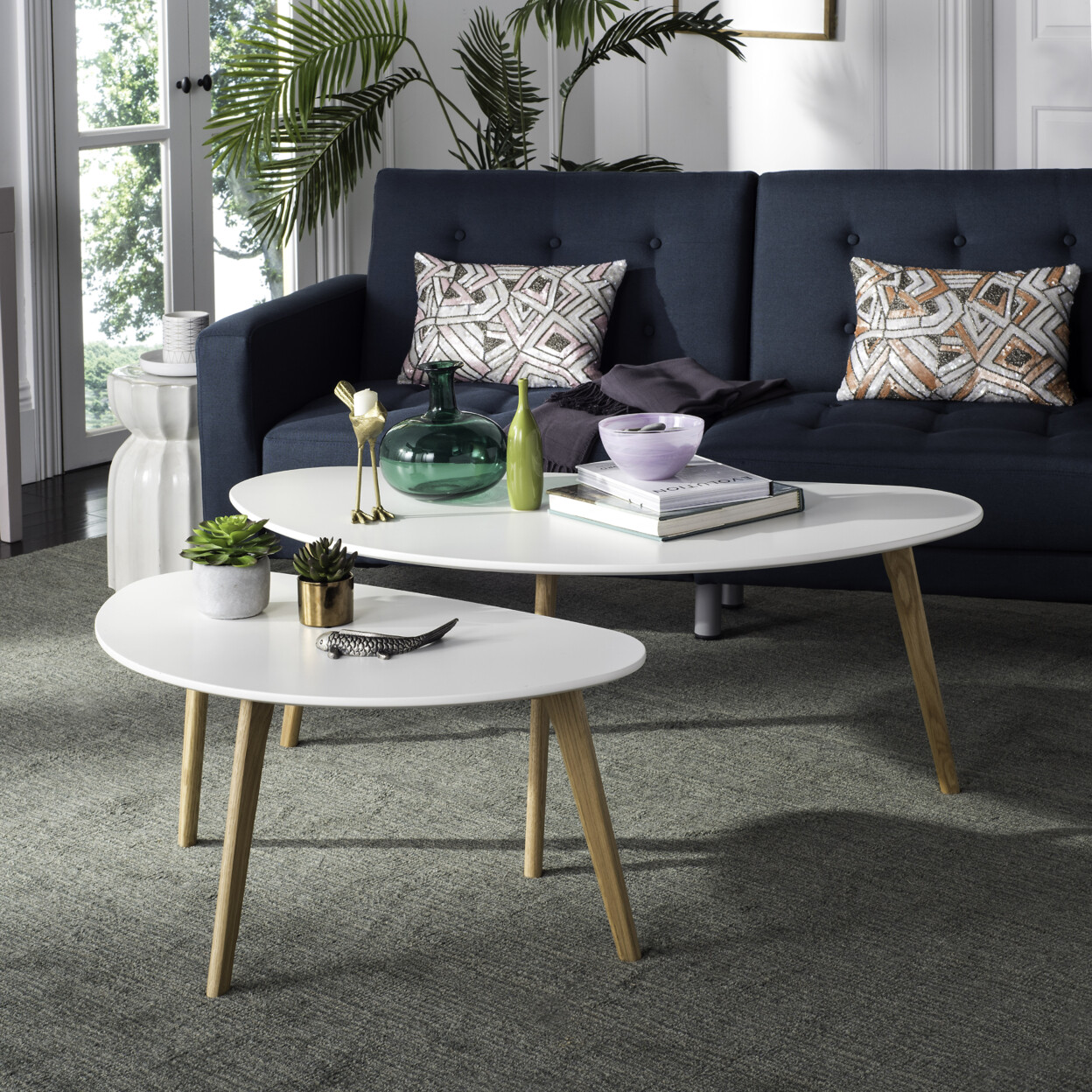 SAFAVIEH Olida Double Coffee Table | White / Oak |