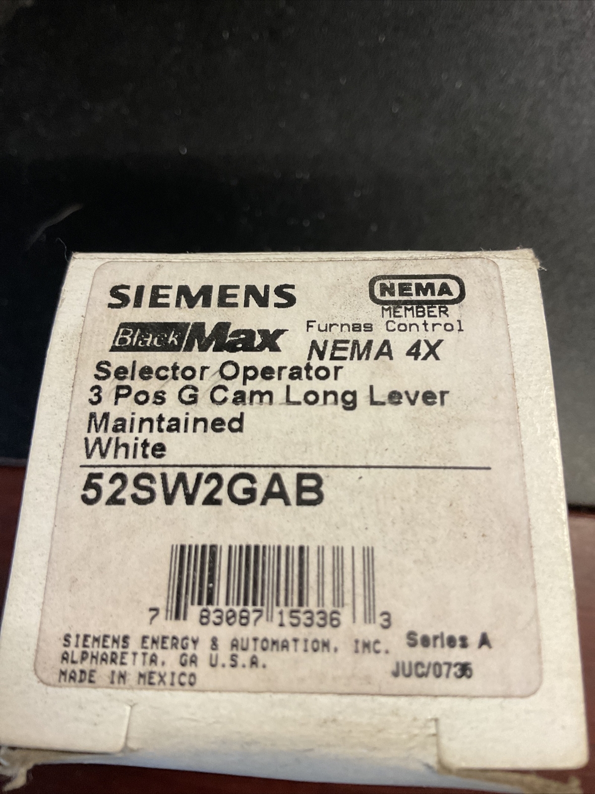 Siemens Selector Operator 3 Pos G Cam Long Lever | 52SW2GAB | NEW.