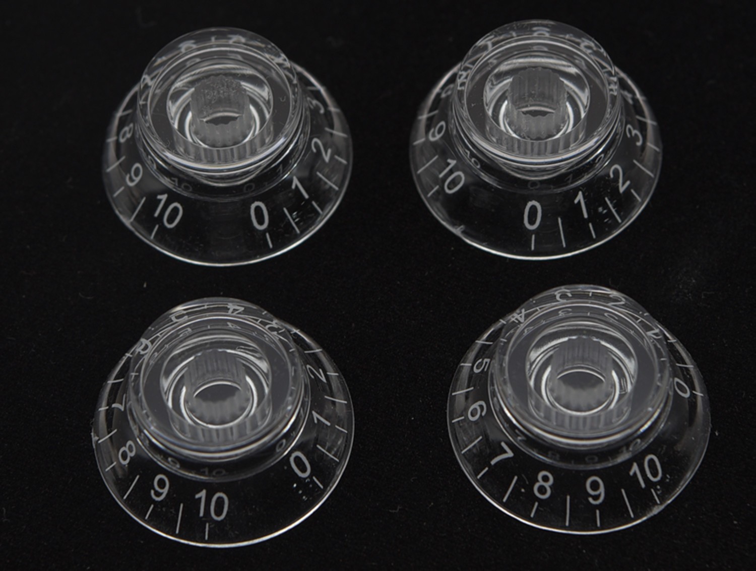Clear/Transparent LP Bell Knobs Top Hat Knob White Number fits Epiphone Les Paul