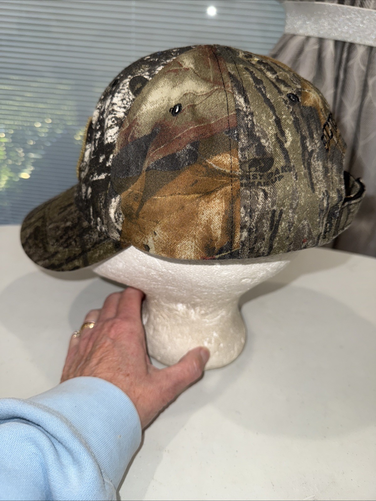 Section 1776 Patch on Front of Tan Camouflage Hat Cap Green Brown White EUC