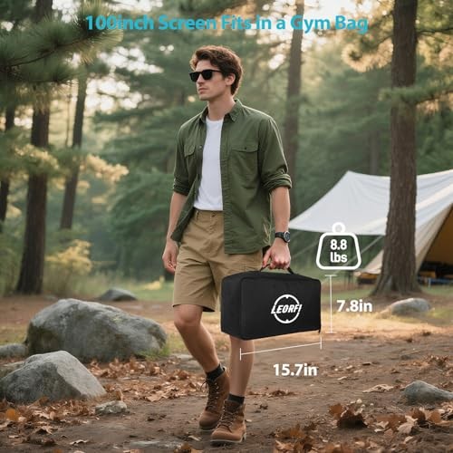 Outdoor Projector Screen with Stand - LEORFI 100 inch Black Backing Projection