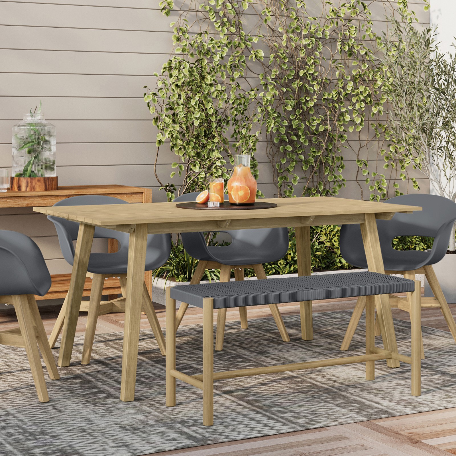 Dahlia - Outdoor Indoor Bench - Grey
