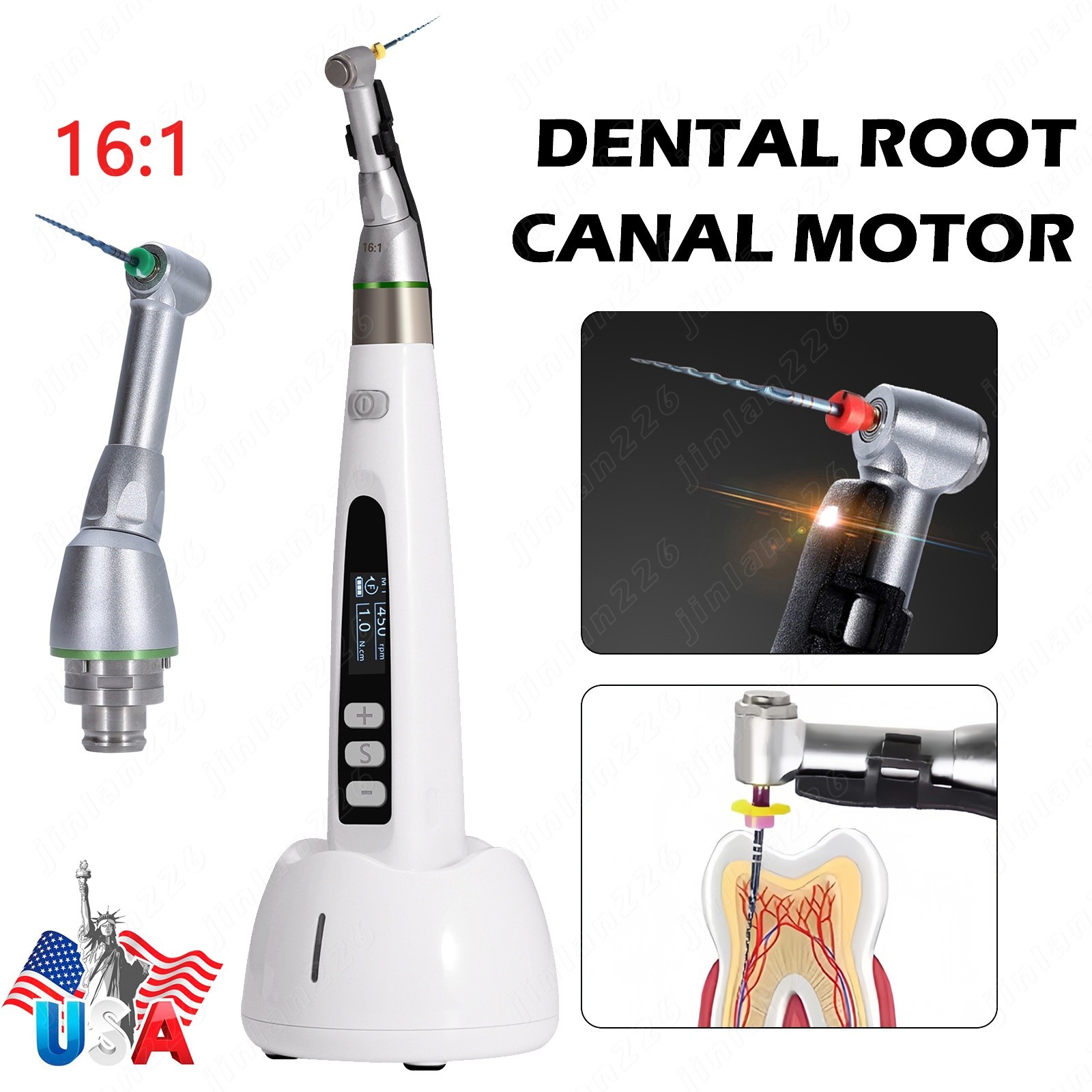 Wireless LED Dental Endodontic​ Endo Motor Root Canal 16:1 Mini Head Handpiece