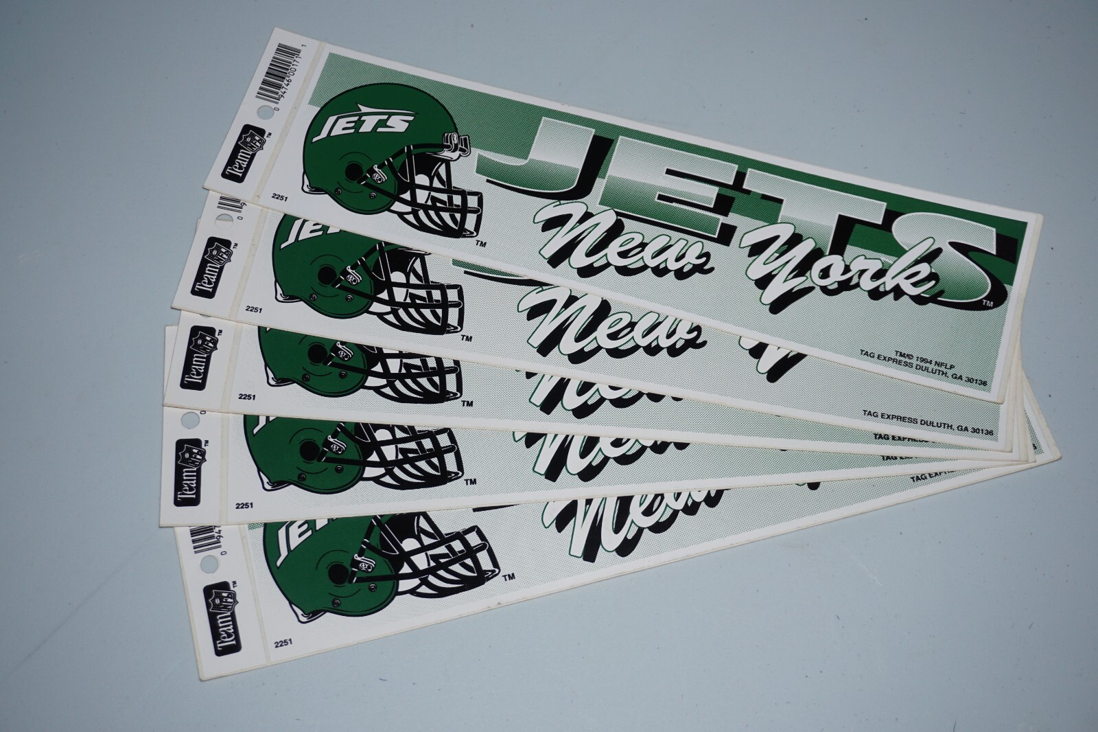 Vintage Team NFL New York Jets 3" x 10.75" NFL Bumper Stickers Lot of 5