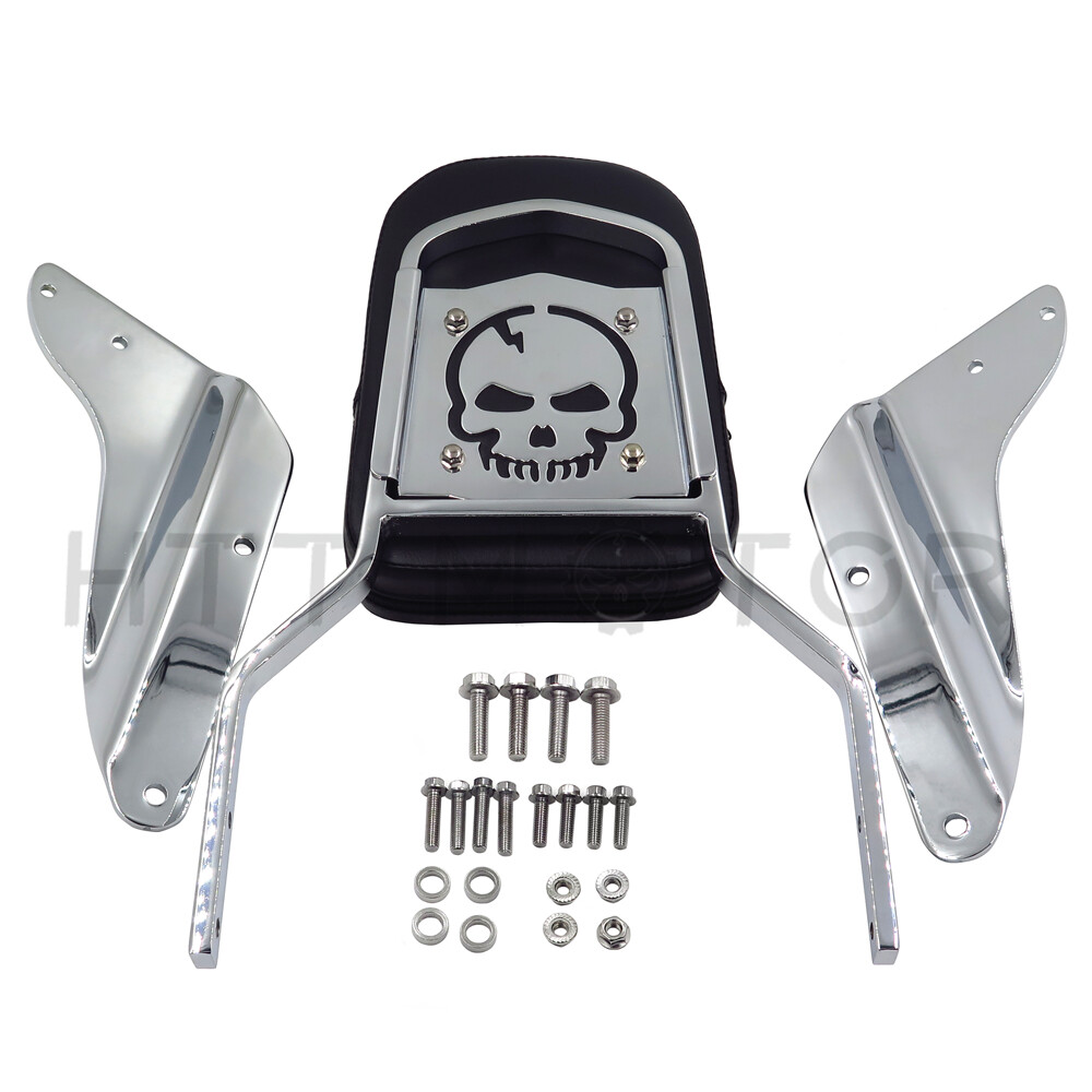 Chrome Skull Backrest Sissy Bar with Leather Pad For Honda Magna 750 VF750/250 V
