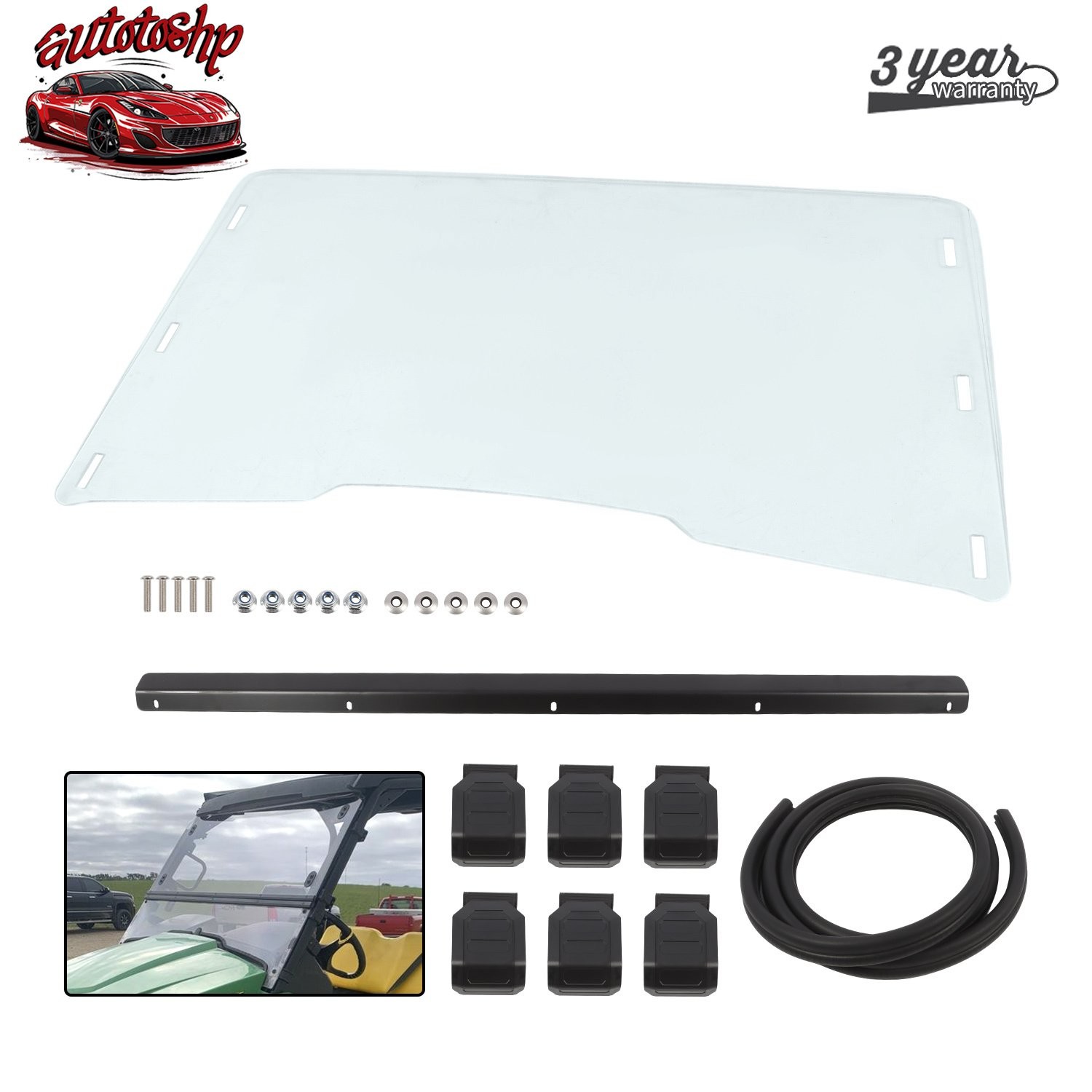 For John Deere Gator XUV 550 /550 S4 2012-2016 Anti Scratch Full Windshield New