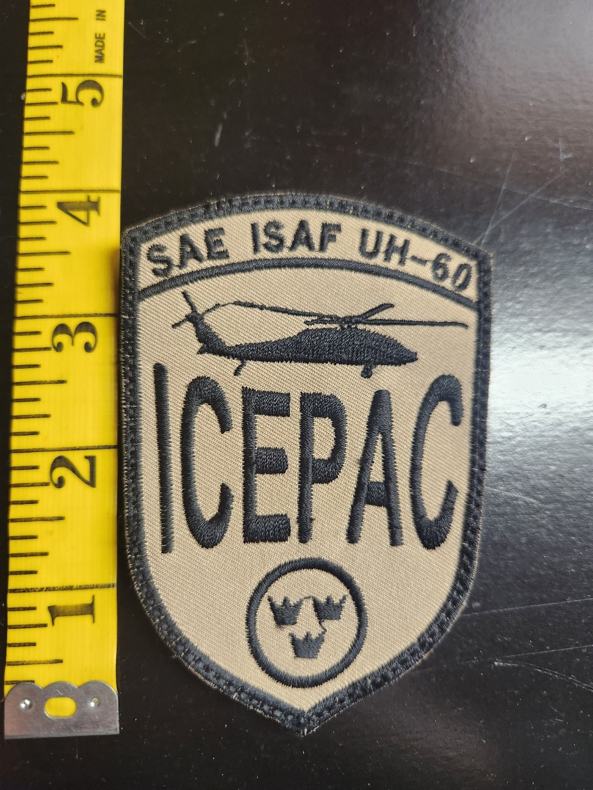 Swedish Air Force ISAF UH-60 ICEPAC Patch Black Hawk Tre Kronor