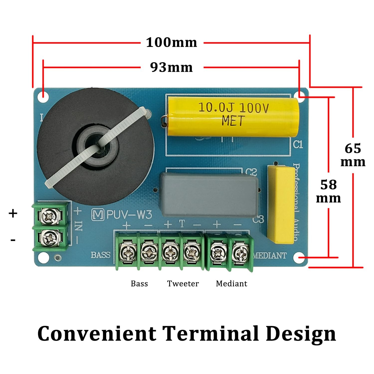 3 Way Speaker Crossover, PUV-W3 200W Passive Crossover for 3Way 4.5"+