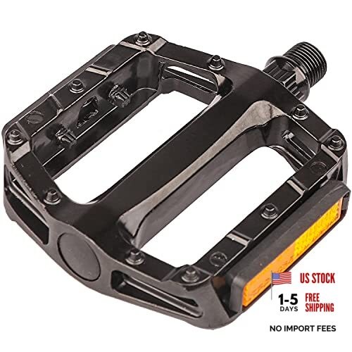 Bike Pedals, Aluminum Alloy Bicycle Pedals with Reflector for Mountain black