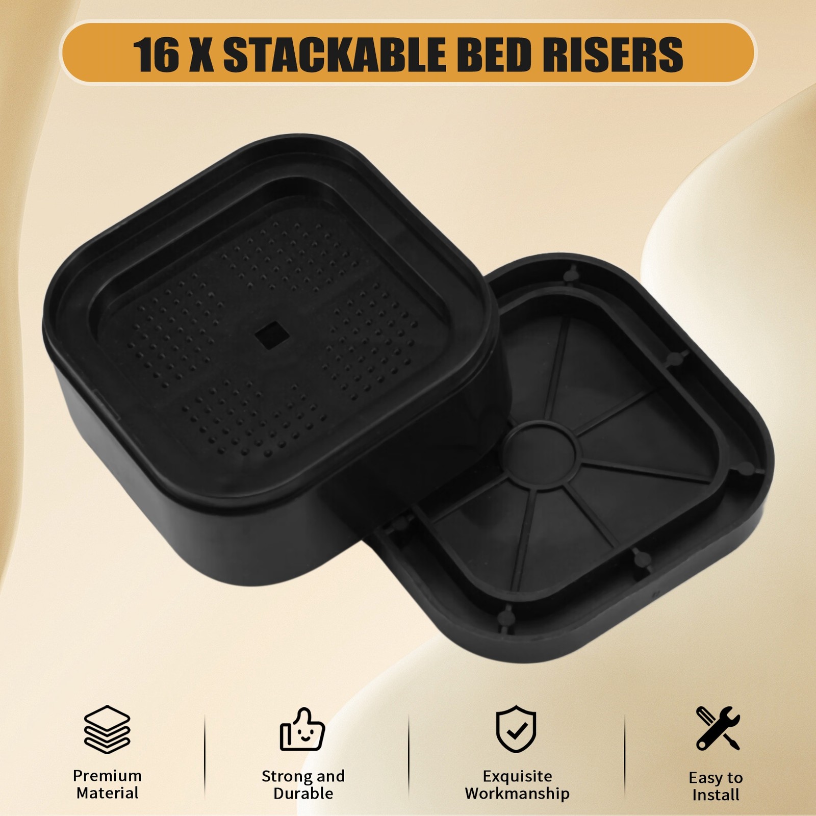 Furniture Risers Adjustable Bed Risers 1.38In Stackable Heavy Duty Bed8712