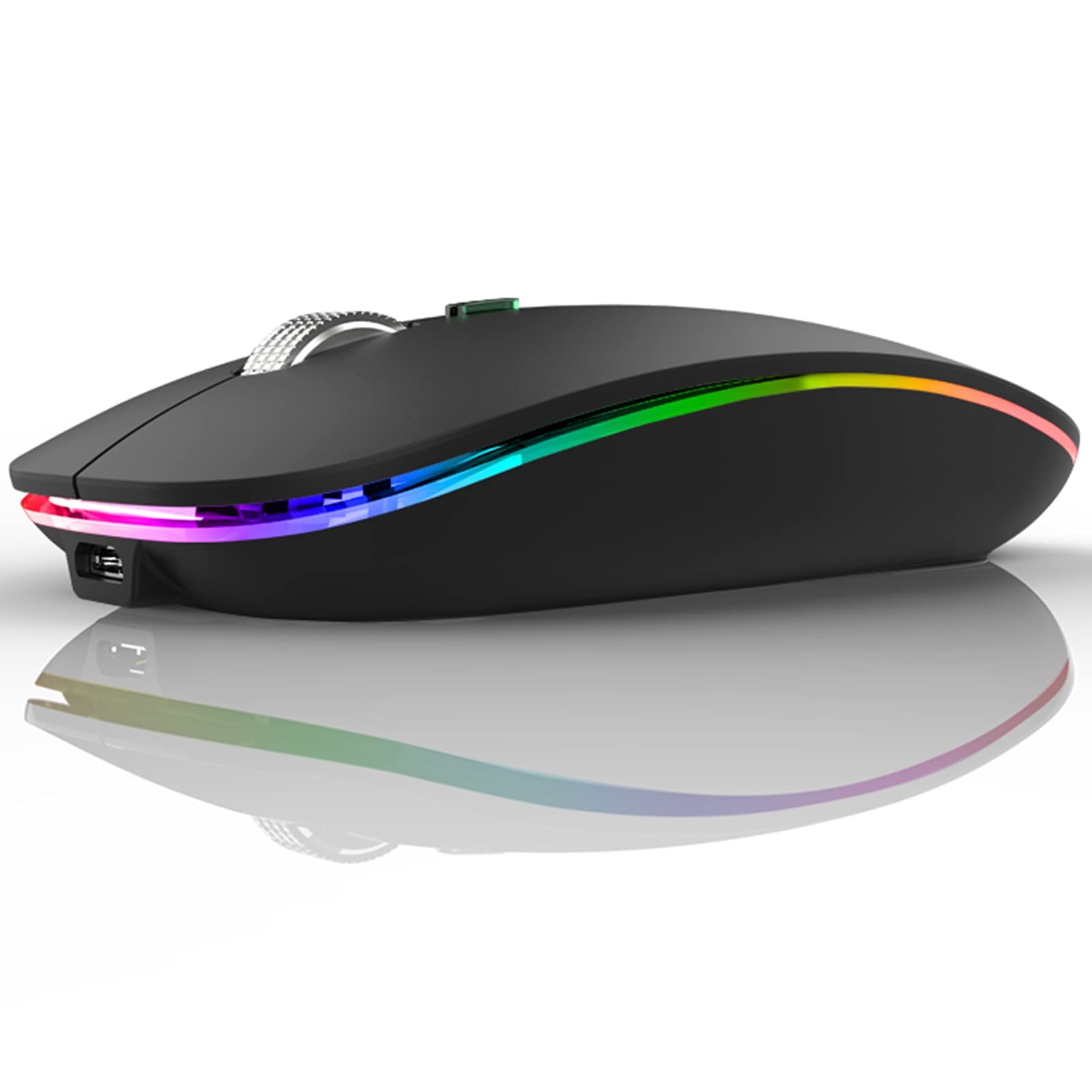 Wireless Bluetooth Mouse, LED Slim (Bluetooth 5.1/5.0 + USB) 2.4GHz Rechargea...
