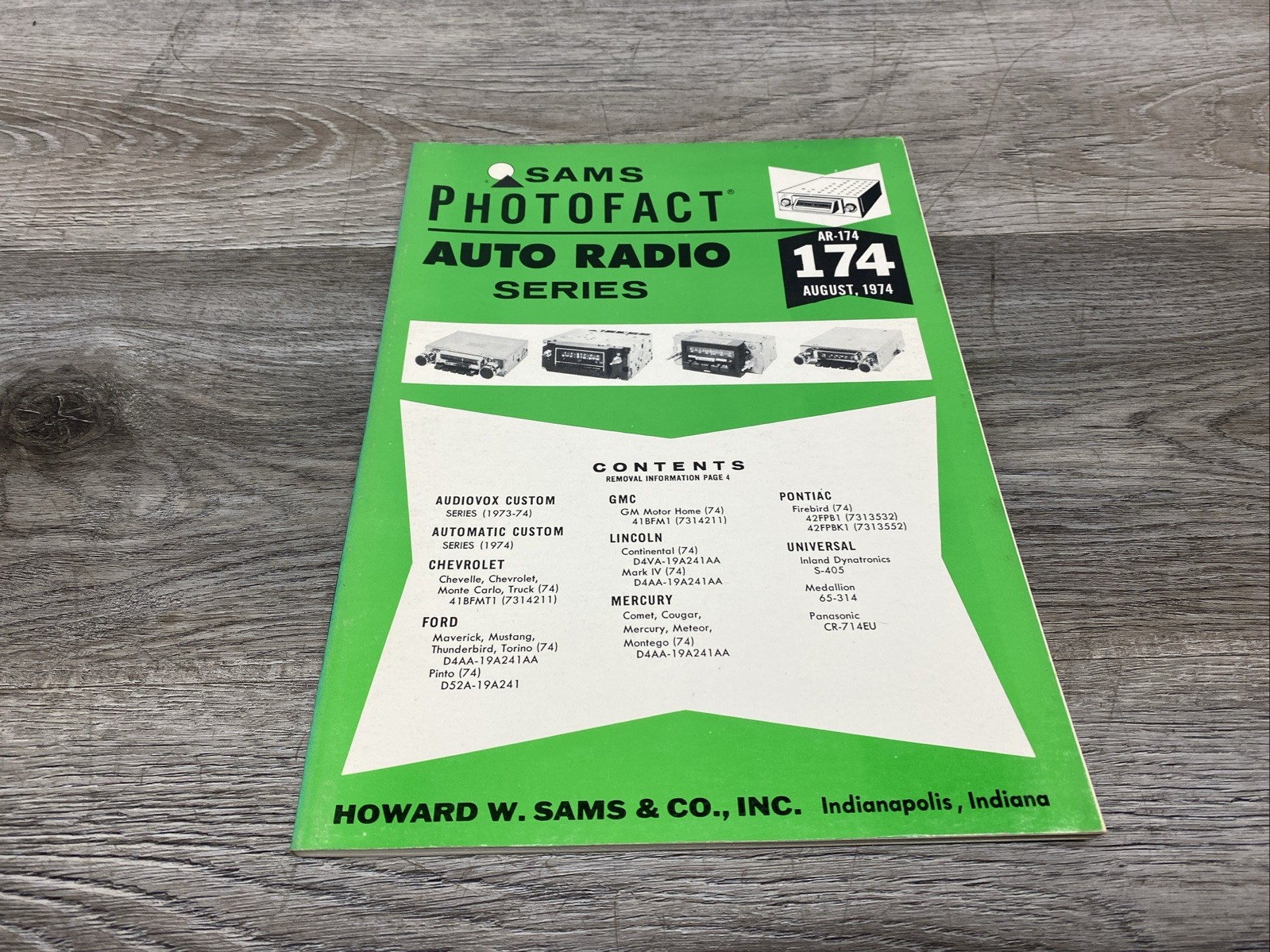 Sams Photofact Auto Radio Service Data Series Repair Magazine # AR-174