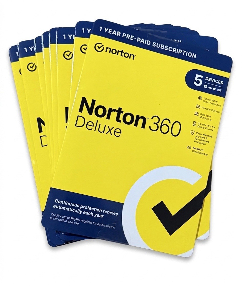 NORTON 360 DELUXE 2026 ANTIVIRUS INTERNET SECURITY 5 DEVICES 1 YEAR PREPAID VPN