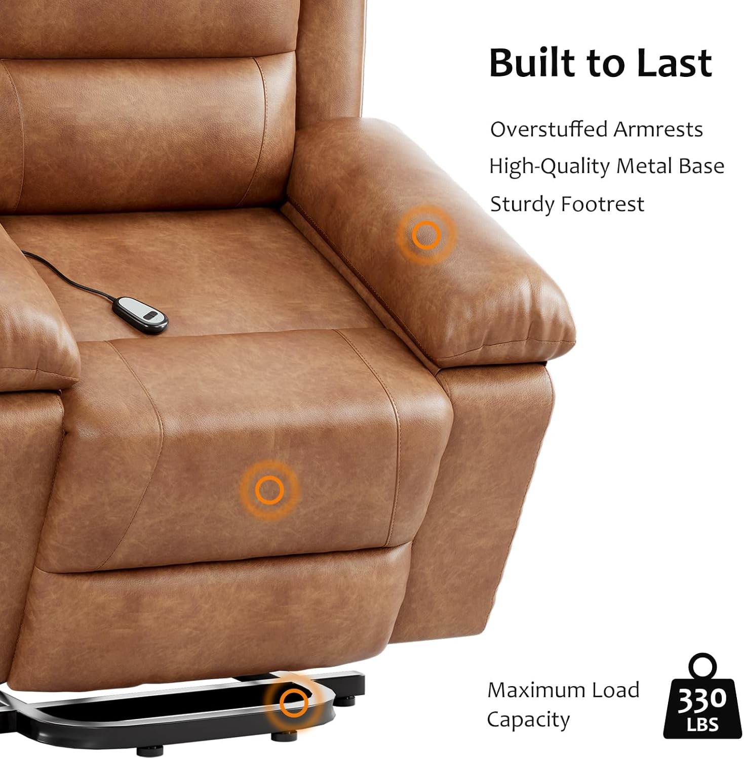 Power Lift Recliner Chair W/Heat & Massage, PU Leather Recliner for Elederly US