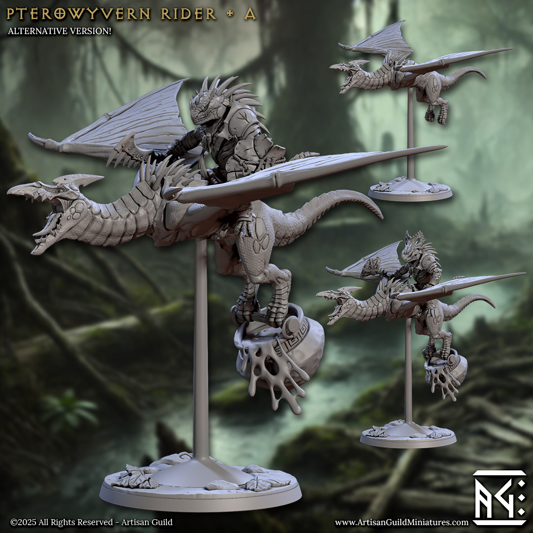 Lizardman Pterowyvern Rider - Sword Maul - Artisan Guild - Dungeons and Dragons