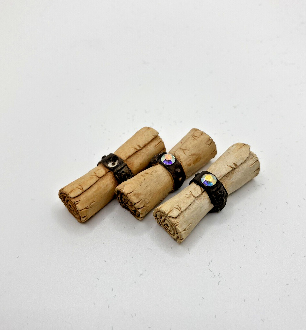 Krystonia Scrolls (3) Fantasy Accessory Figurine *1 Scroll Missing Crystal