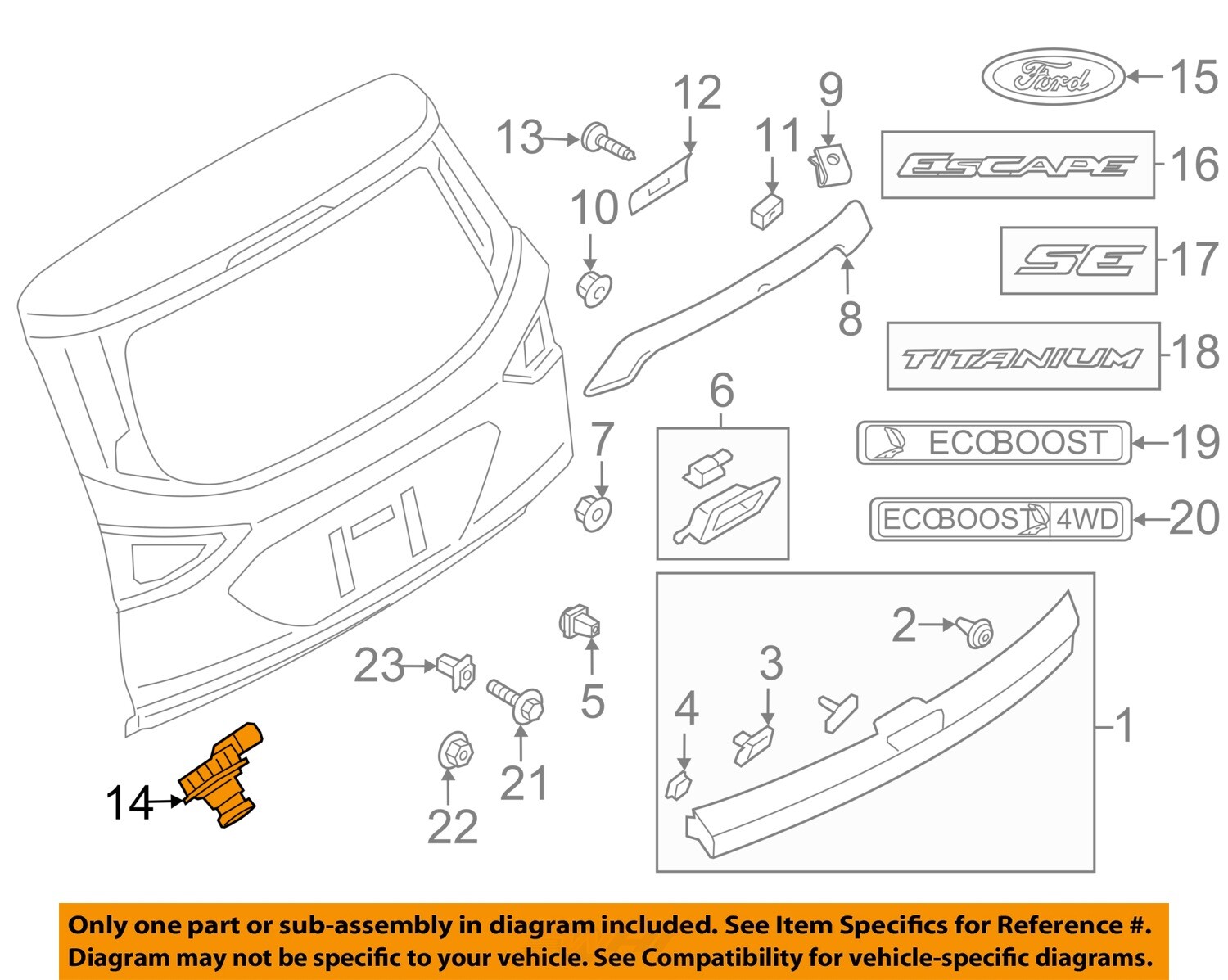 FORD OEM 17-19 Escape Lift Gate Exterior Trim-Rear Camera GJ5Z19G490F