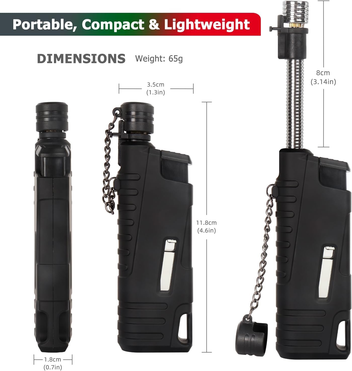 Navpeak Torch Lighter Flexible Wand Telescopic Windproof Jet Flame Orange