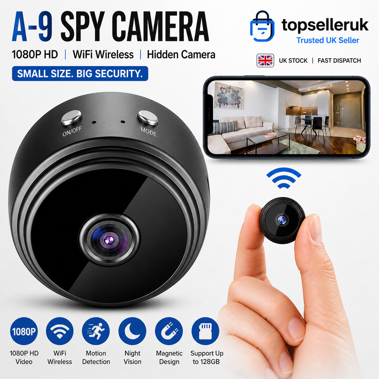 1080P Mini Camera Wireless WiFi Security Surveillance Tiny Cam Night Vision UK