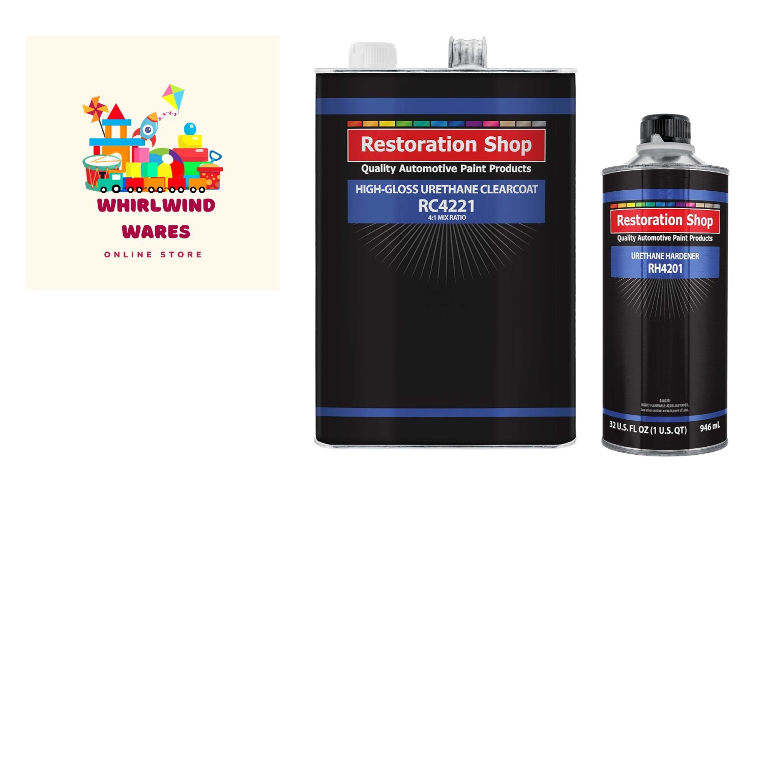 2.1 VOC High Gloss Automotive Urethane Clear Gallon Kit with Hardener nets Ou...