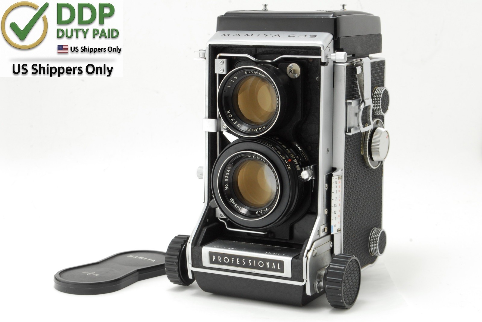[ Near MINT ]Mamiya C33 Pro TLR 6x6 Film Camera Sekor 105mm f3.5 Lens From JAPAN