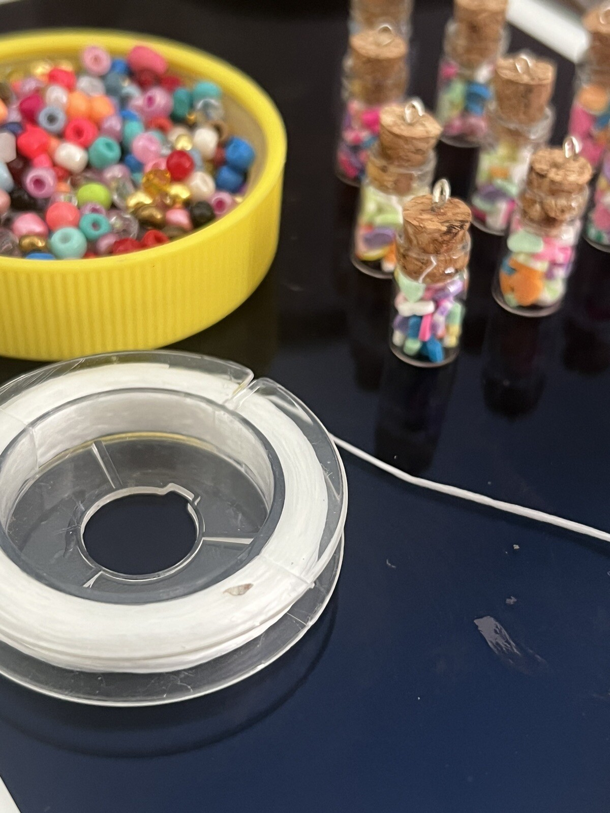 Tiny  Bot clear Glass Bottles /Charm Glass Bottle Cork  Made Your Own Bracelet .