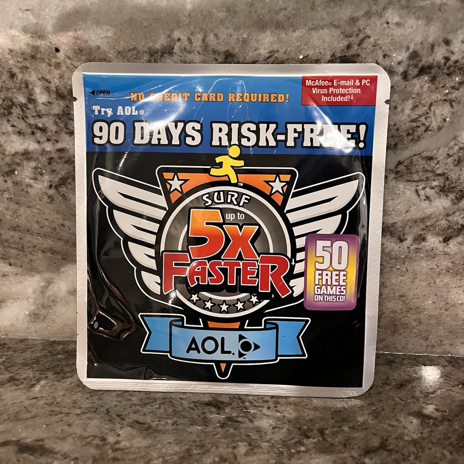 Sealed AOL  Vintage CD Disc  - 5X faster and 50 free games