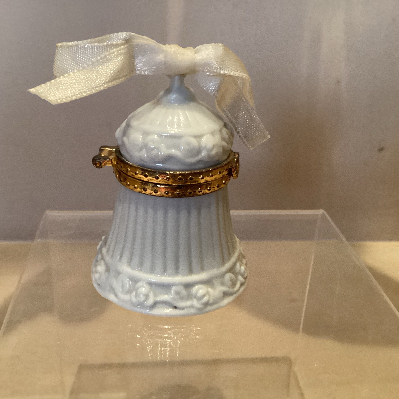 TRINKET BOX - WEDDING BELL With White Bow Wedding Gift