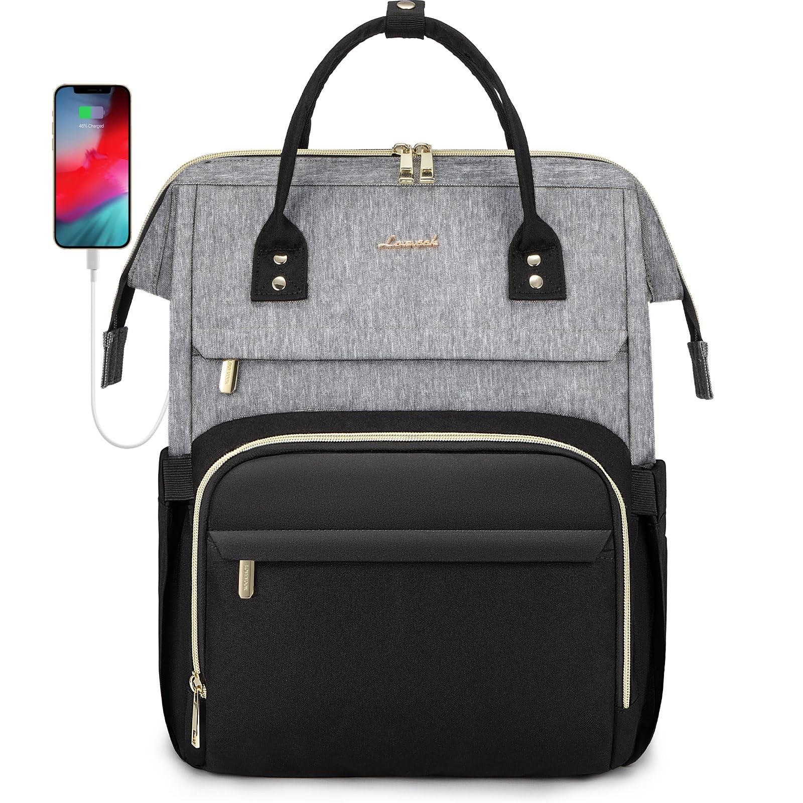 LOVEVOOK Laptop Backpack for Women, Fashion Computer 15.6 Inch, A Grey Black
