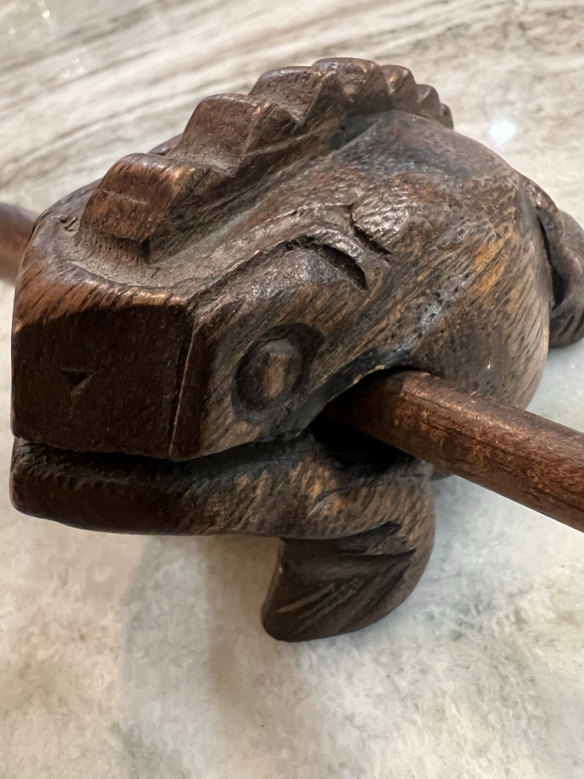 Hand Carved Wooden Wood Guiro Frog Percussion Musical Instrument